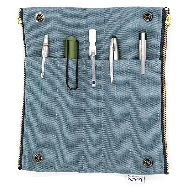 Luddite Canvas Pen/Pencil Case- Light Blue