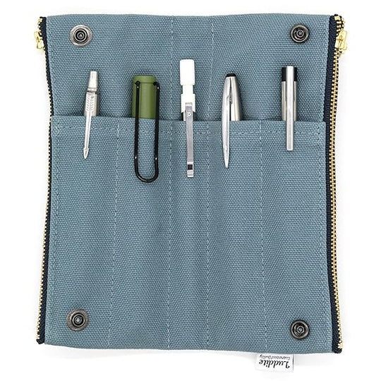 Luddite Canvas Pen/Pencil Case- Light Blue