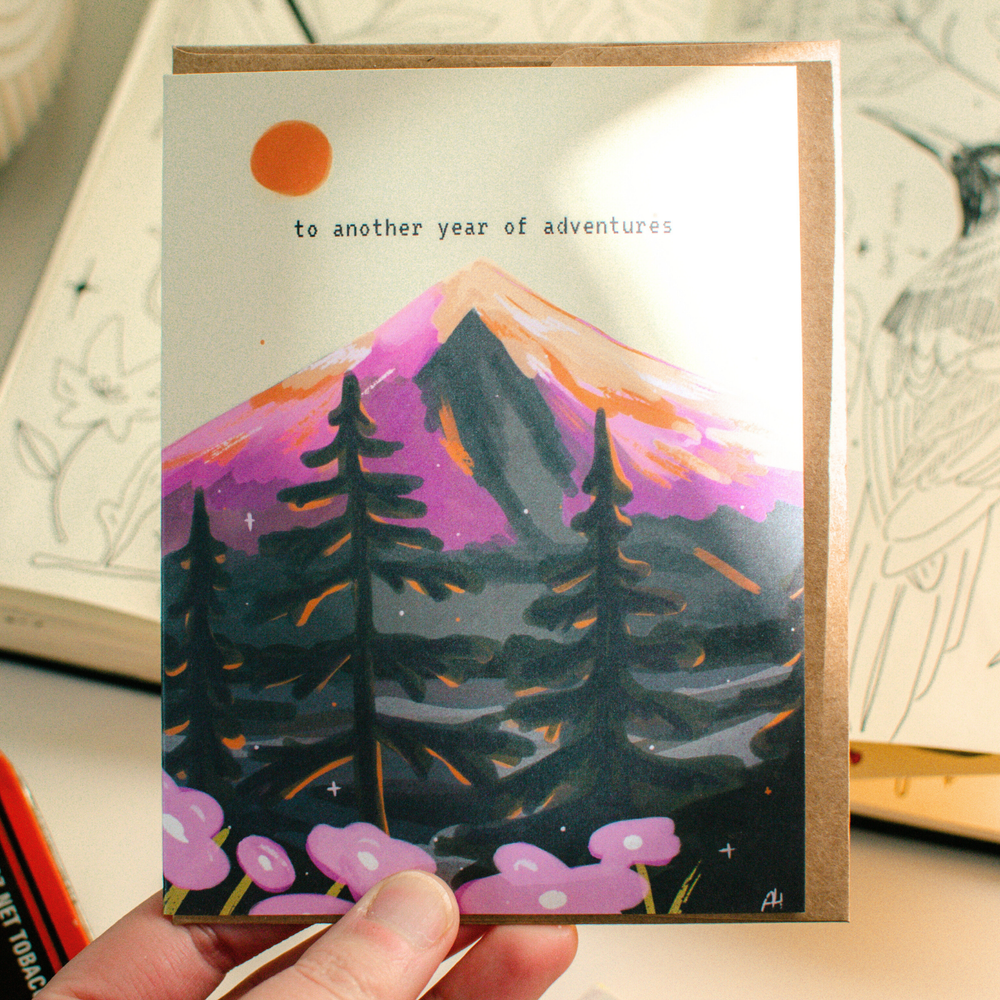To Another Year of Adventures Card | Mountain Sun Greeting Card