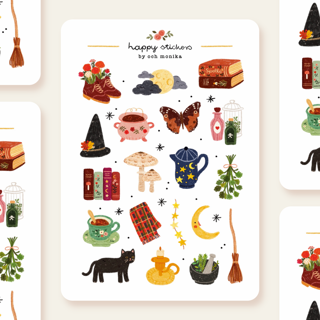 Witchy - Sticker Sheet | Mystical Decor Stationery