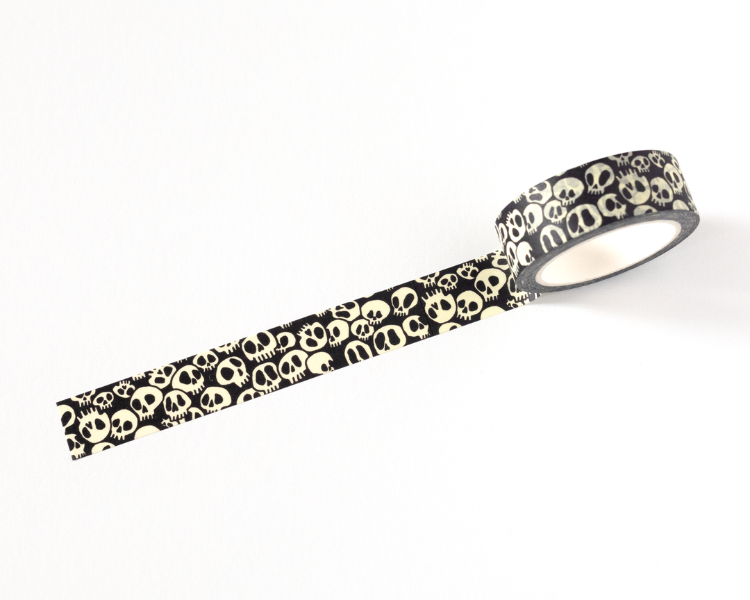 Gothic Black &amp; Cream Skull Washi Tape
