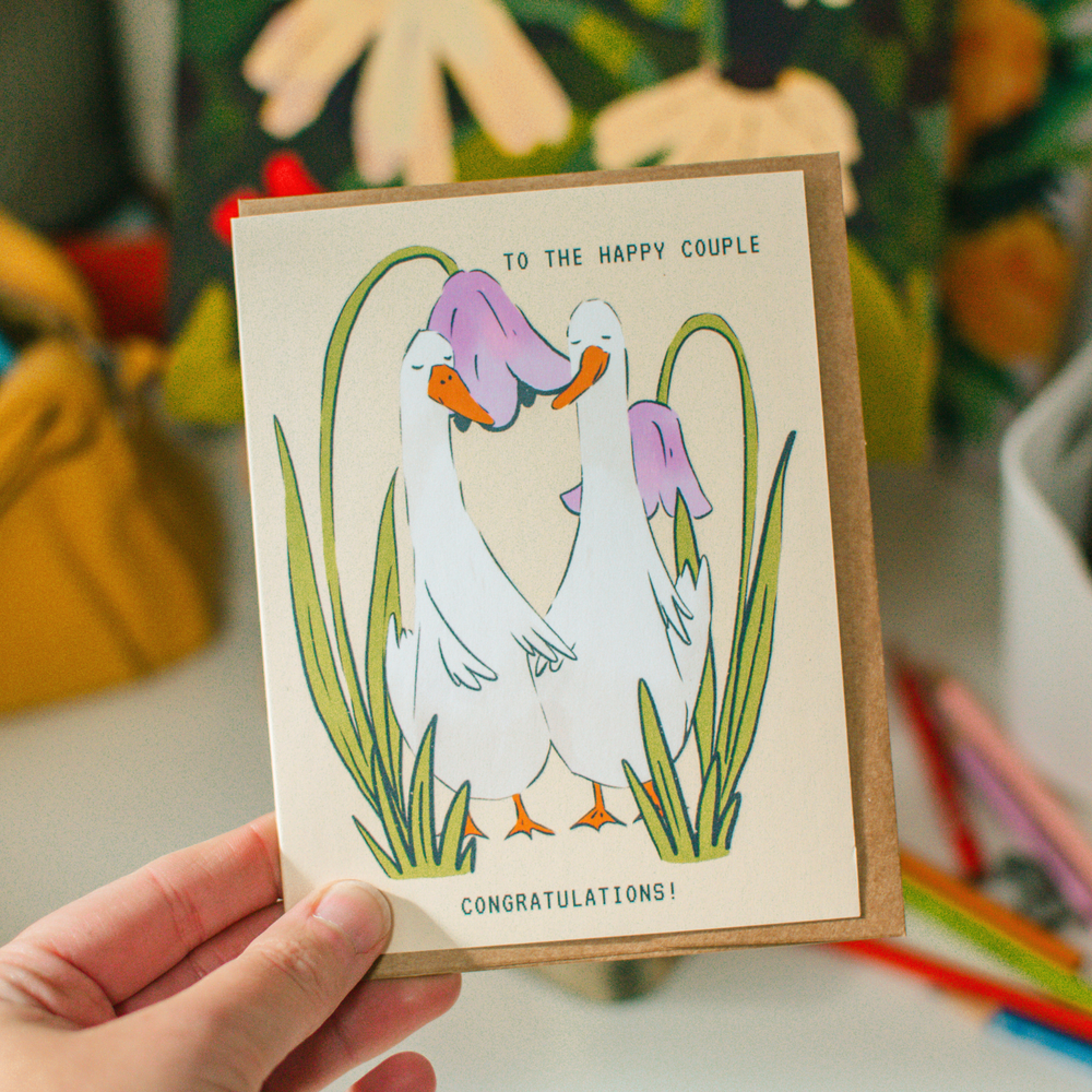 Congratulations Geese Card | To the Happy Couple Wedding Card