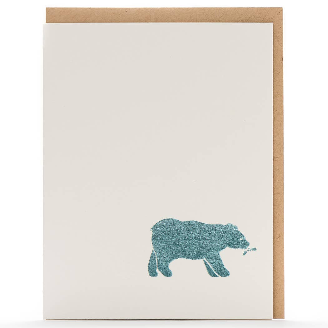 Snow Tracks Bear Card: Single Card