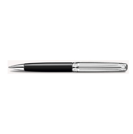 Caran d'Ache Silver-Plated, Rhodium-Coated LÉMAN BICOLOR Black Ballpoint Pen
