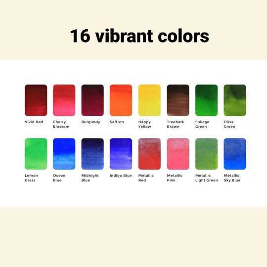 Viviva Colors Spring Colorsheets - 16 Handmade Watercolors