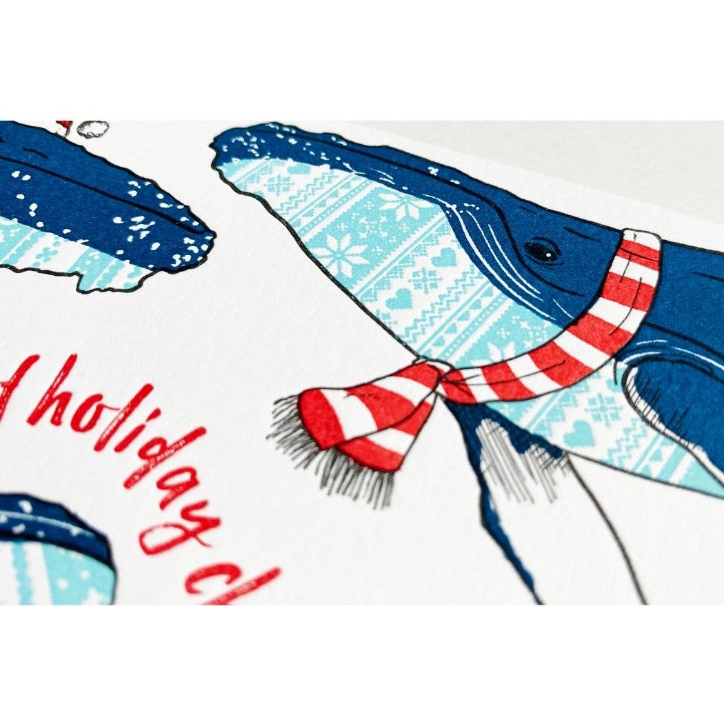 Holiday Sweater Whales Card: Box Set of 6 Cards