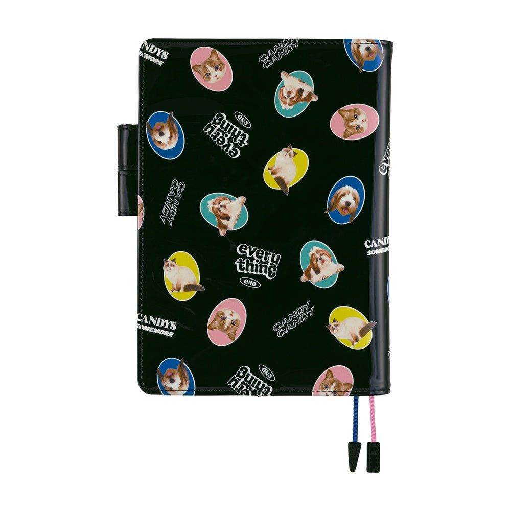 Hobonichi A5 Cover Candy Stripper- Random Dog and Cats (Black)