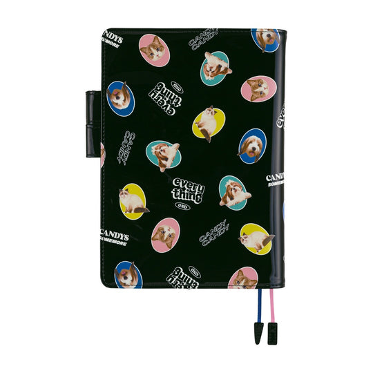Hobonichi A5 Cover Candy Stripper- Random Dog and Cats (Black)