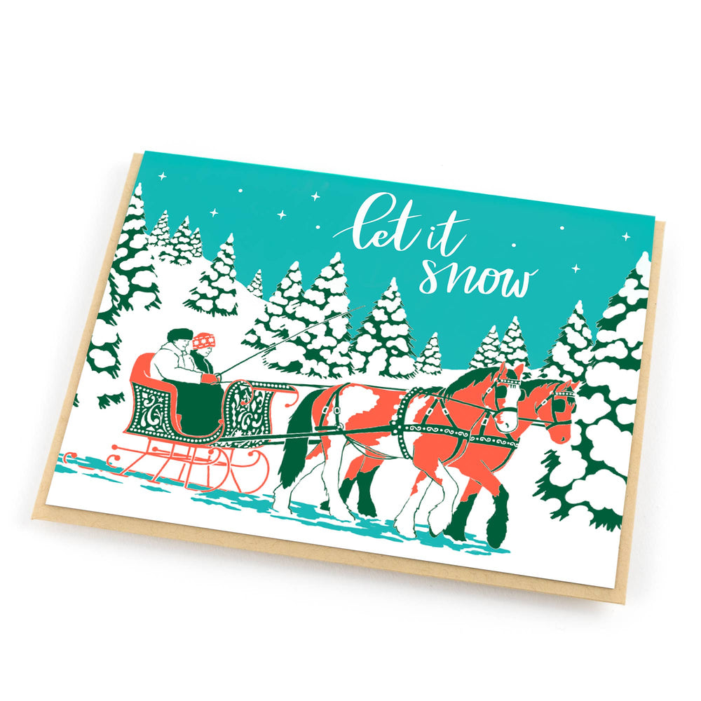 Vintage Holiday Carriage Ride: Single Card