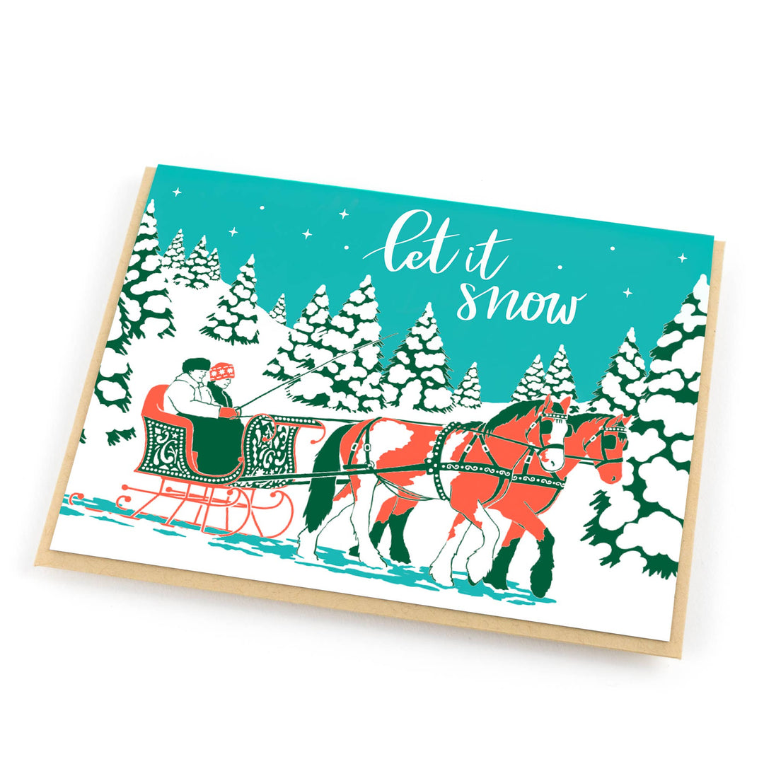 Vintage Holiday Carriage Ride: Single Card