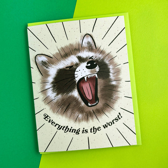 The Worst Raccoon Sympathy Card: Clear sleeve