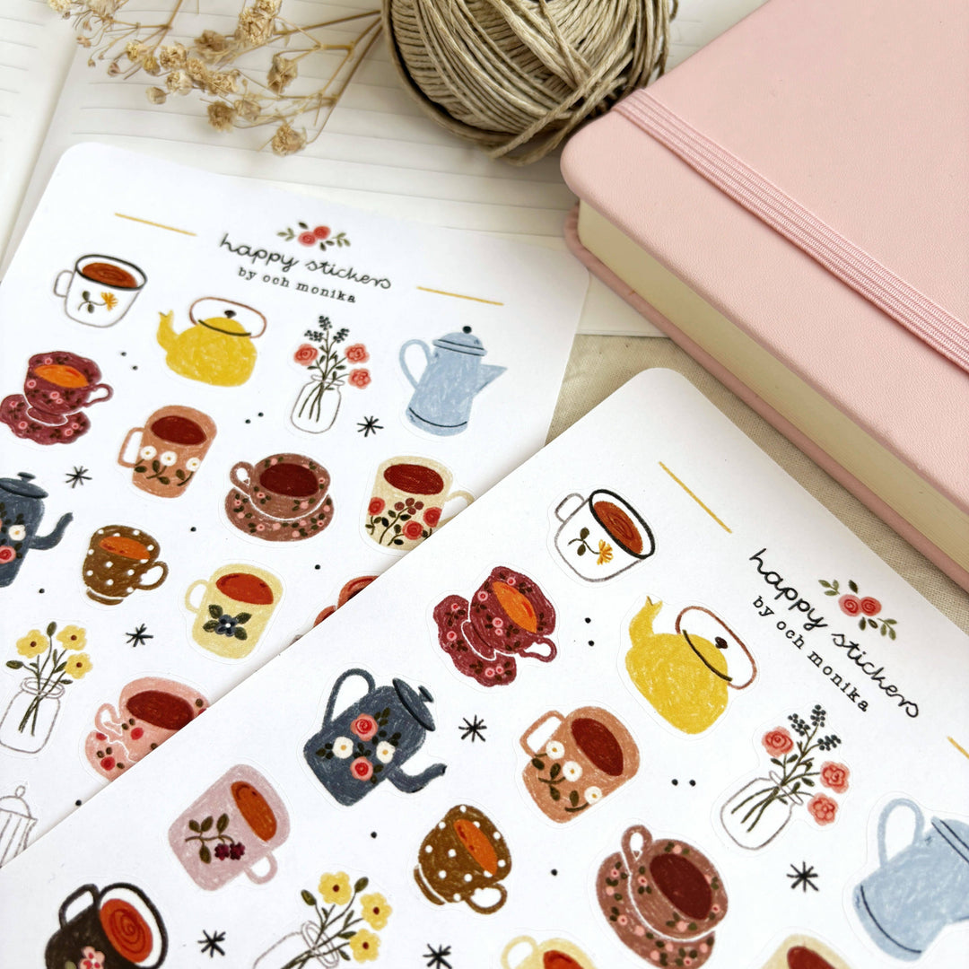 Little Teacups - Sticker Sheet | Tea Lover Stationery Gift