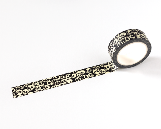 Gothic Black &amp; Cream Skull Washi Tape