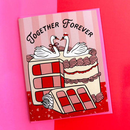 Swan Cake Wedding &amp; Anniversary Card: Clear sleeve