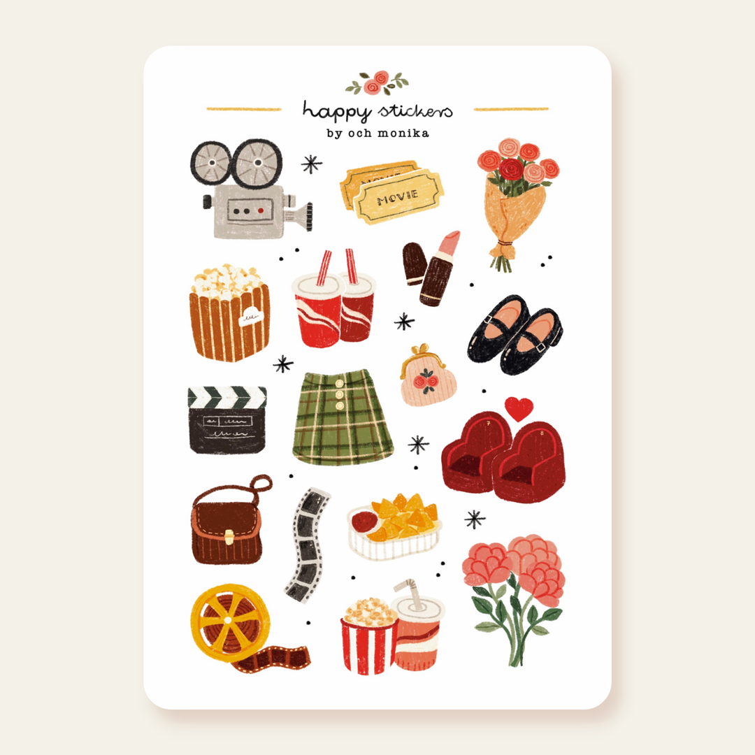 Movie Date - Planner &amp; Journal Stickers | A6 Matte Paper