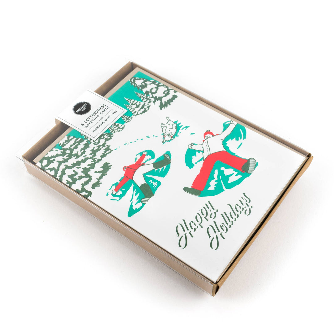 Vintage Snow Angels Holiday Card: Single Card