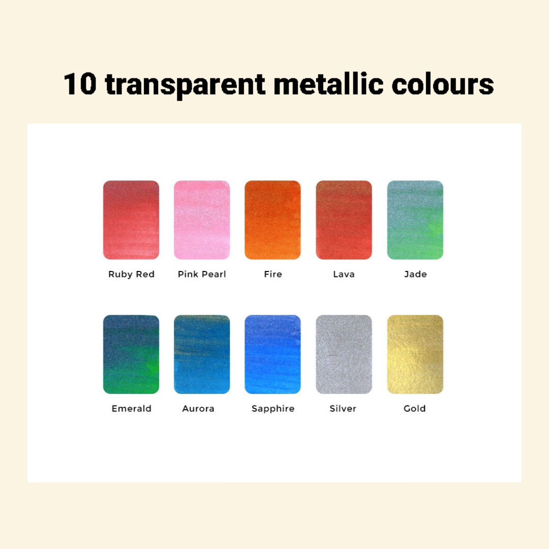 Viviva Colors Metallics Colorsheets- 10 Handmade Watercolors