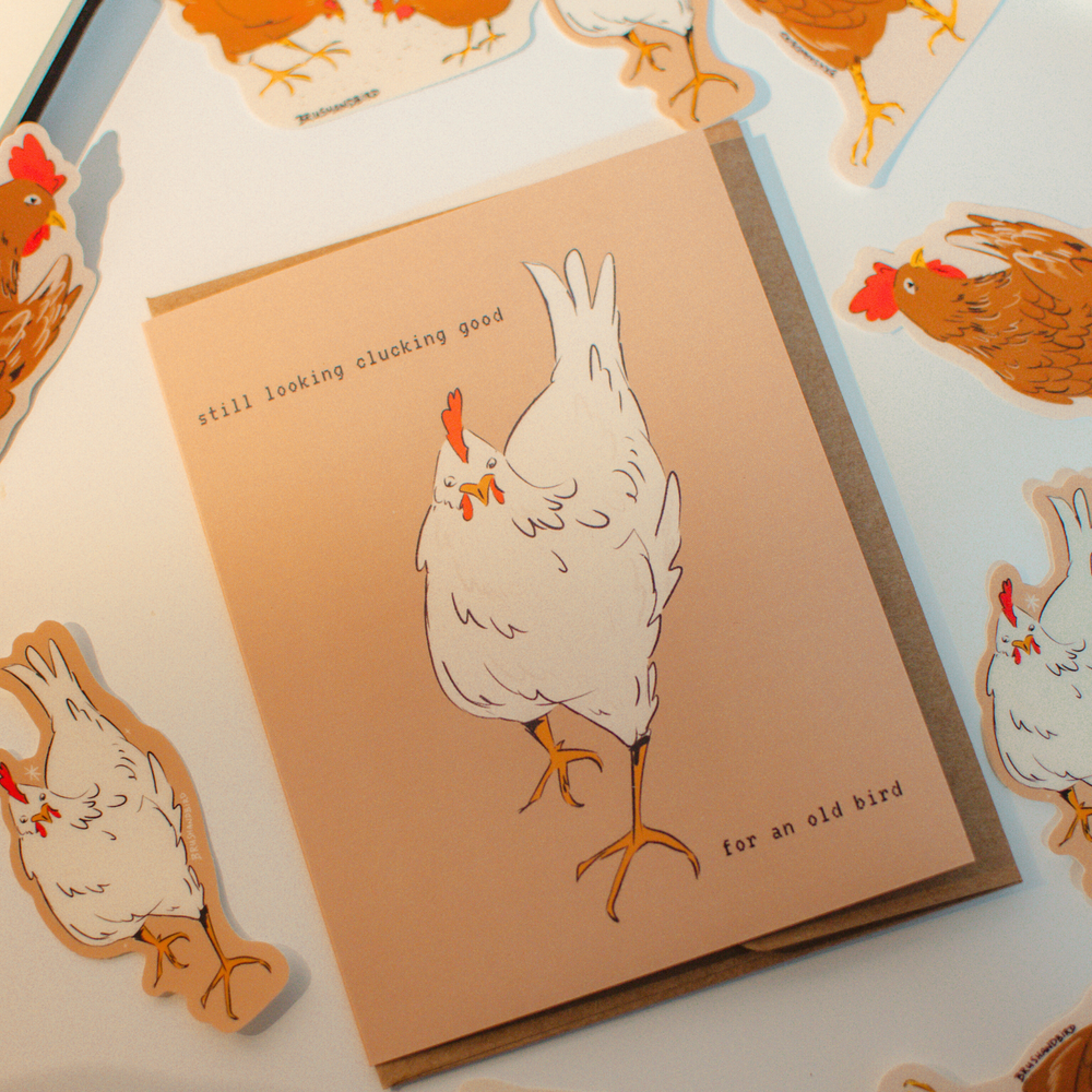 Chicken Pun Birthday Card | Old Age Bird Greeting Card