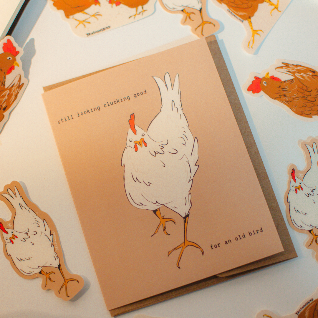 Chicken Pun Birthday Card | Old Age Bird Greeting Card