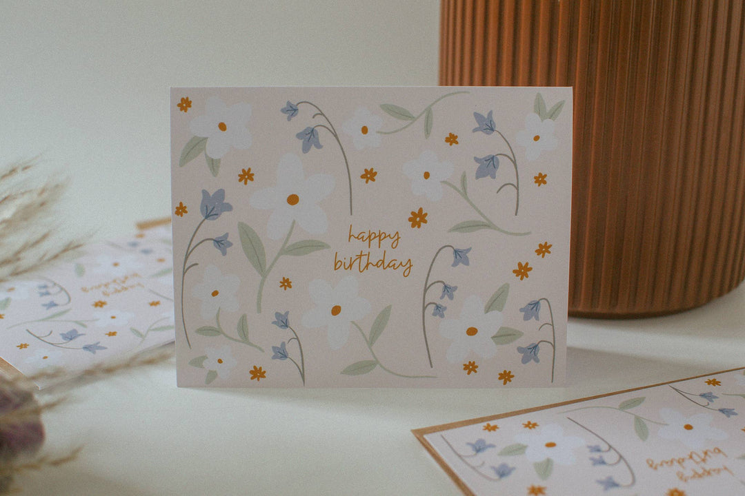 Happy Birthday Floral Pattern | Cute Spring Greeting Card