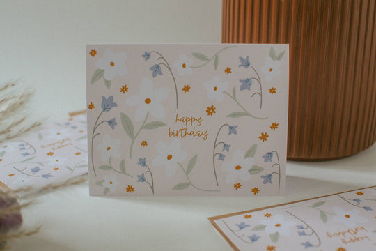 Happy Birthday Floral Pattern | Cute Spring Greeting Card