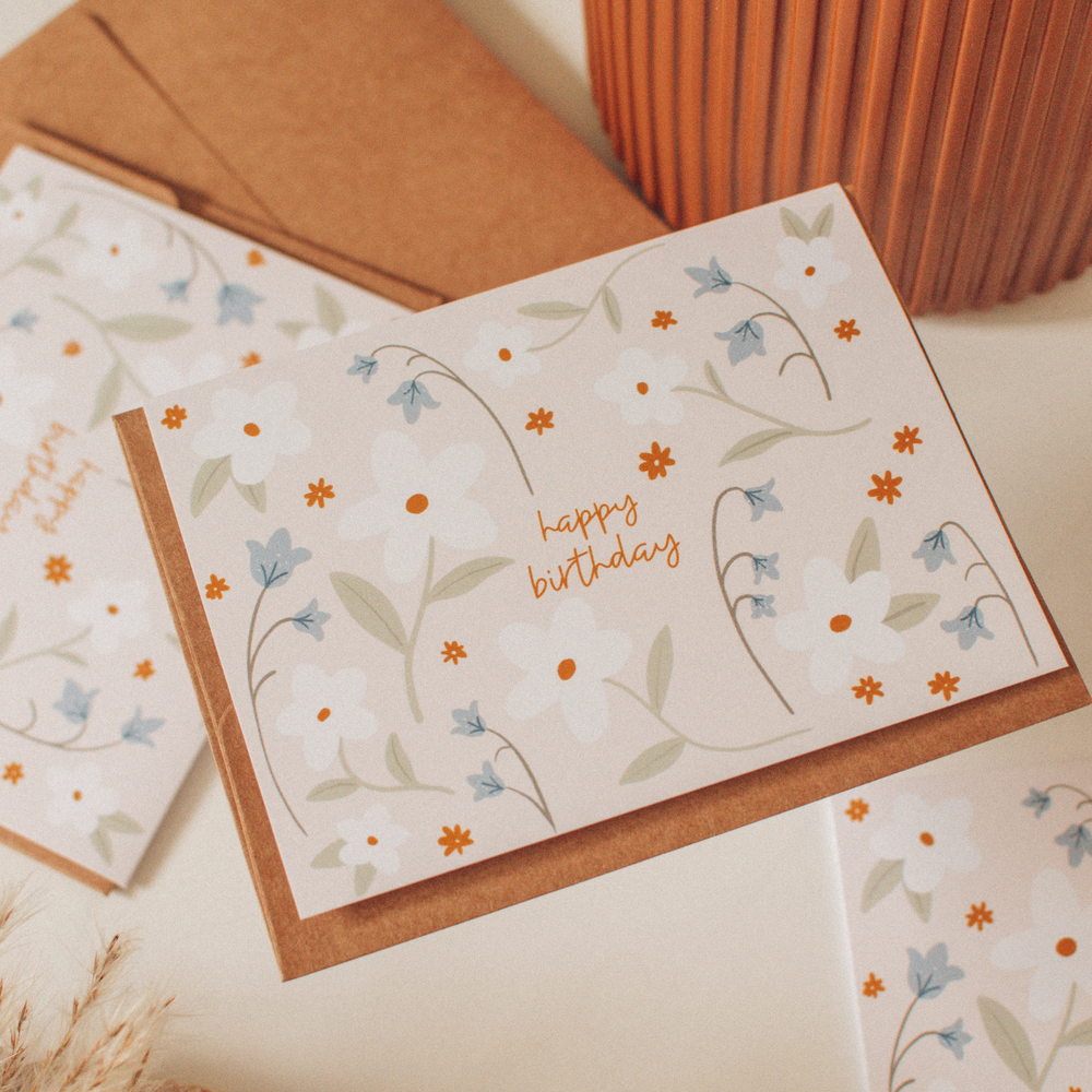 Happy Birthday Floral Pattern | Cute Spring Greeting Card
