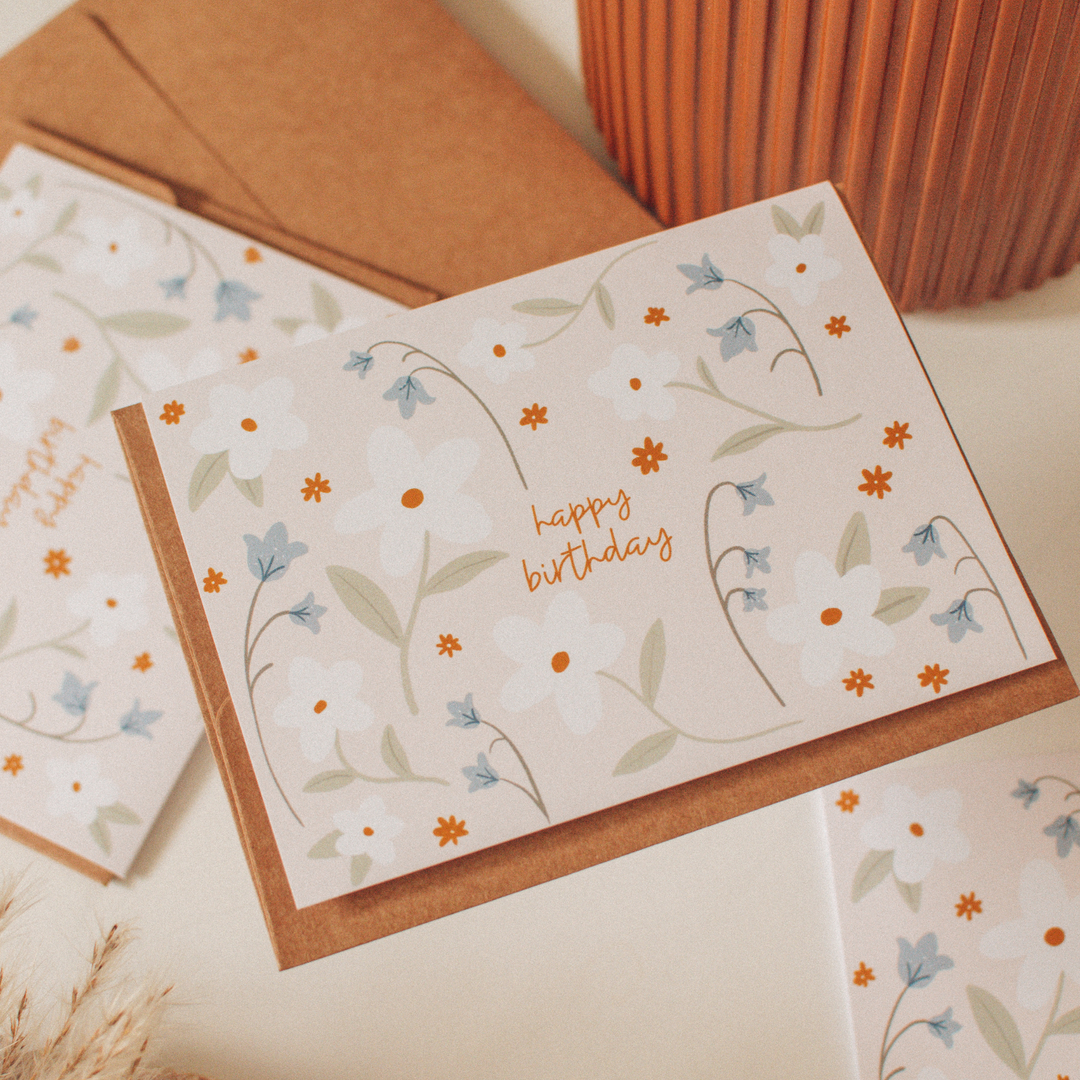 Happy Birthday Floral Pattern | Cute Spring Greeting Card