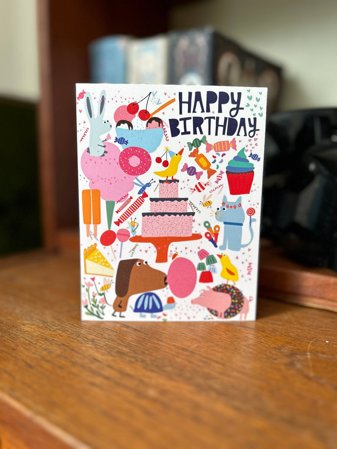 Happy Birthday Party Animals Candy Greeting Card