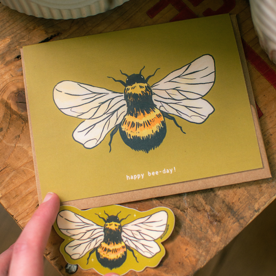 Happy Bee-Day Card | Bumblebee Birthday Greeting Card
