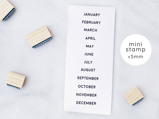 Calendar Months Rubber Stamp Set • Small Month Stamps