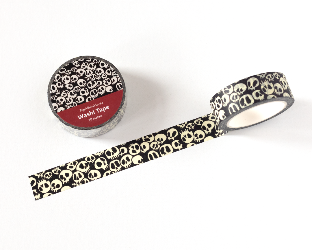 Gothic Black &amp; Cream Skull Washi Tape