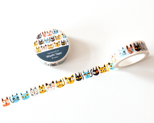 Colorful Cat Faces Washi Tape