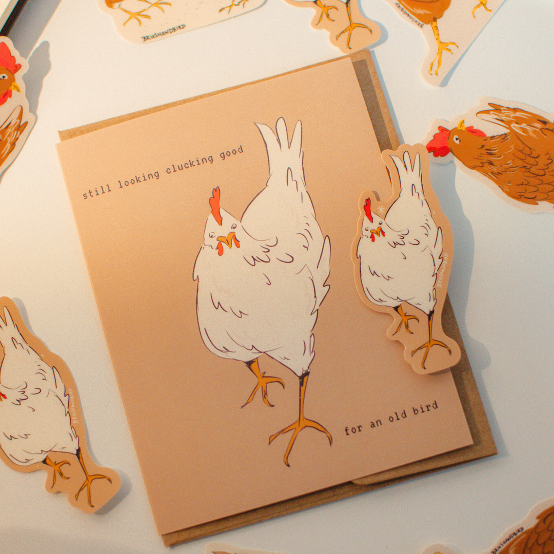 Chicken Pun Birthday Card | Old Age Bird Greeting Card