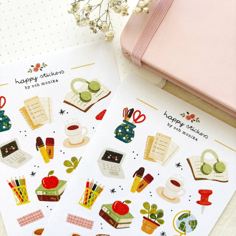 Study Desk - Planner & Journal Stickers | A6 Matte Paper