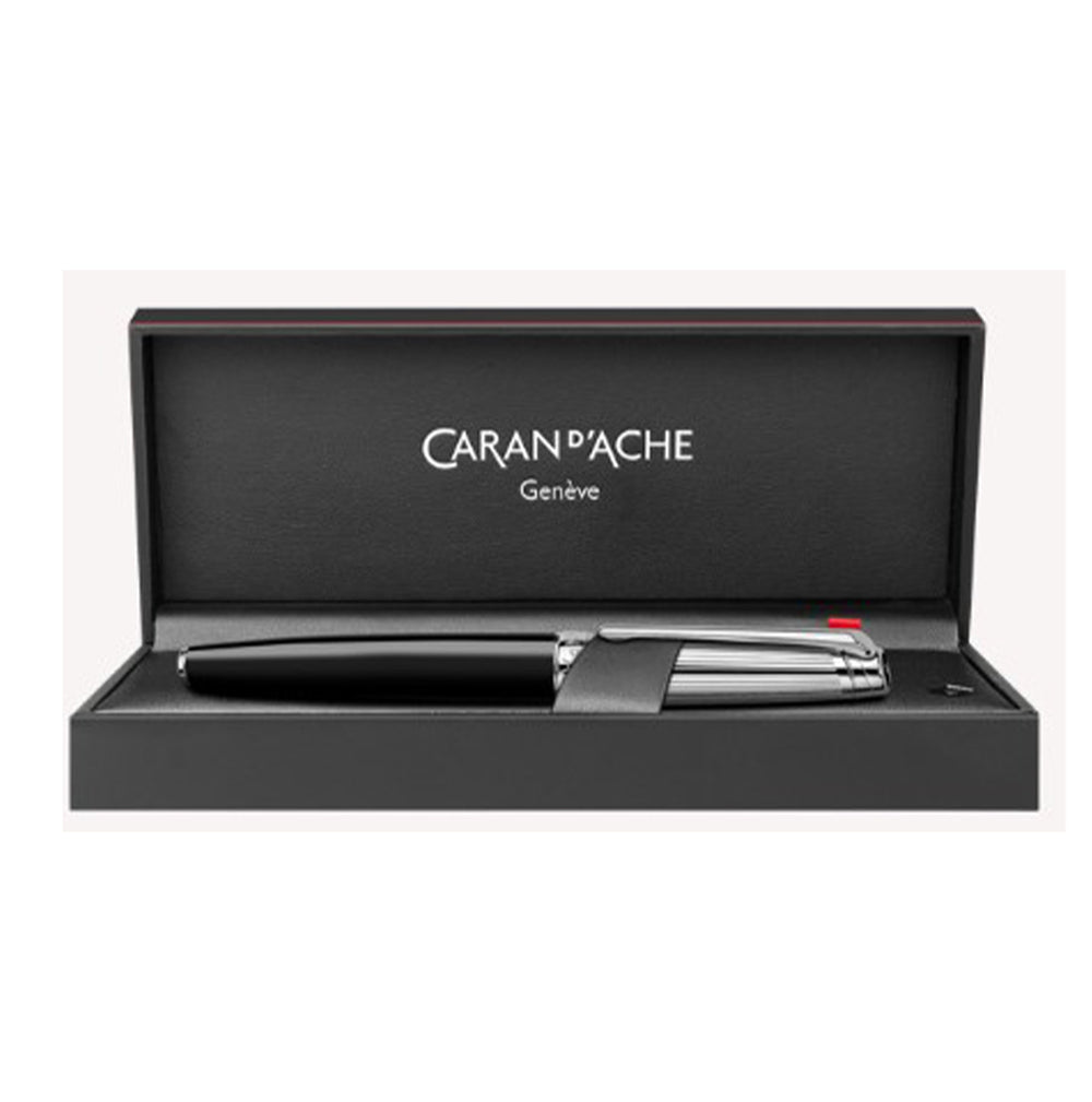 Caran d'Ache Silver-Plated, Rhodium-Coated LÉMAN™ BICOLOR Black Fountain Pen