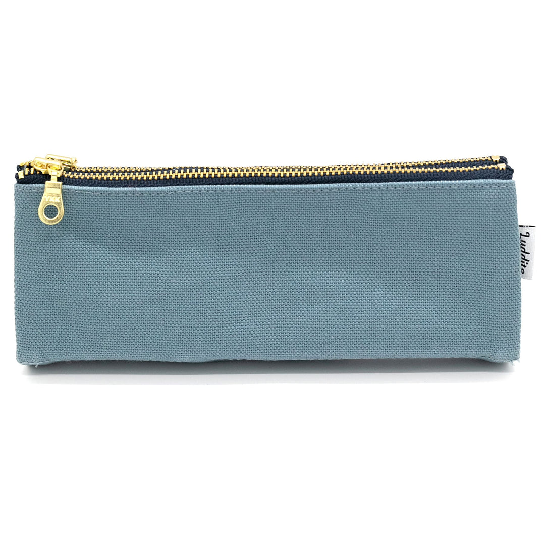 Luddite Canvas Pen/Pencil Case- Light Blue