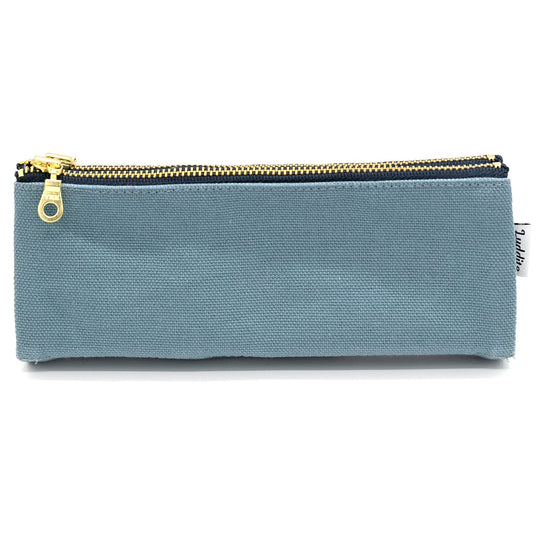 Luddite Canvas Pen/Pencil Case- Light Blue