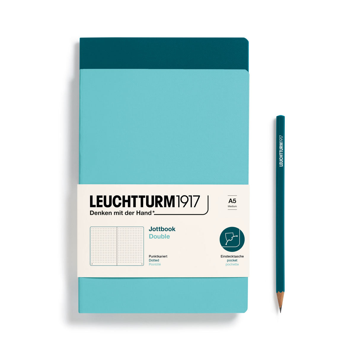 Leuchtturm1917 A5 Jottbook Double - Aquamarine & Pacific Green