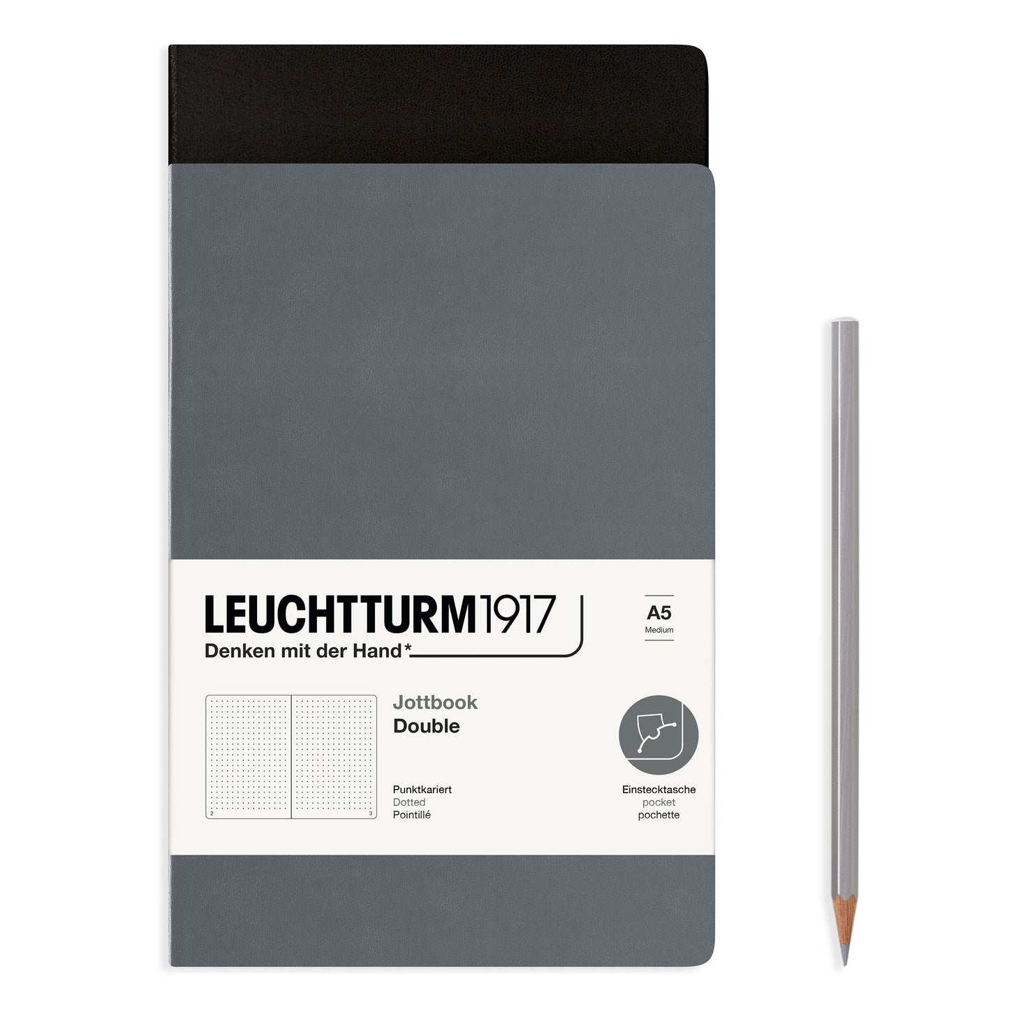 Leuchtturm1917 A5 Jottbook Double - Anthracite & Black