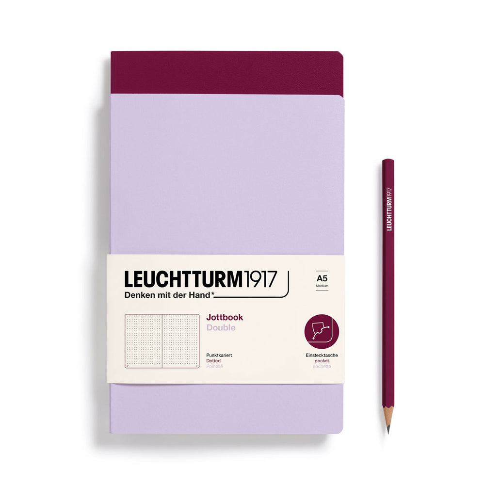 Leuchtturm1917 A5 Jottbook Double - Lilac & Port Red
