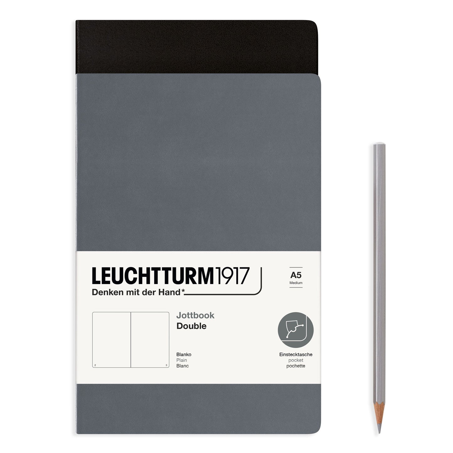 Leuchtturm1917 A5 Jottbook Double - Anthracite & Black