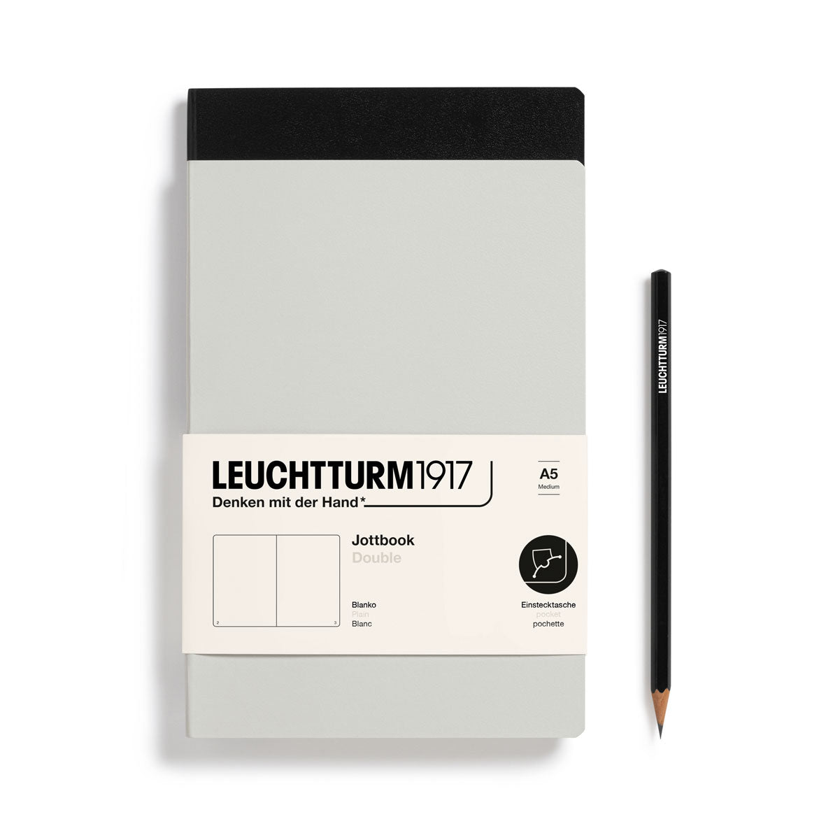 Leuchtturm1917 A5 Jottbook Double - Light Grey & Black