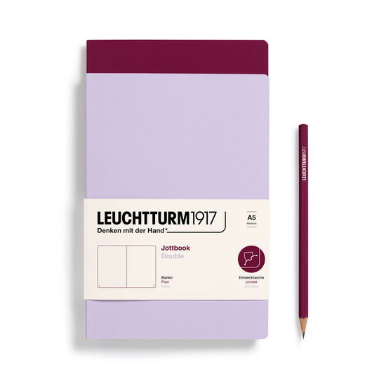 Leuchtturm1917 A5 Jottbook Double - Lilac & Port Red