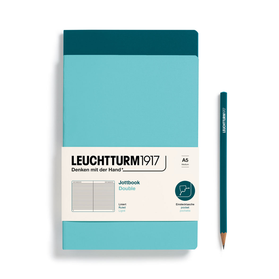 Leuchtturm1917 A5 Jottbook Double - Aquamarine & Pacific Green