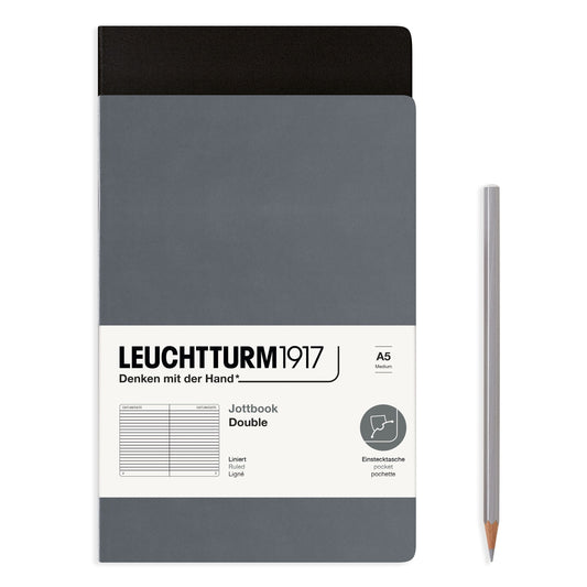 Leuchtturm1917 A5 Jottbook Double - Anthracite & Black