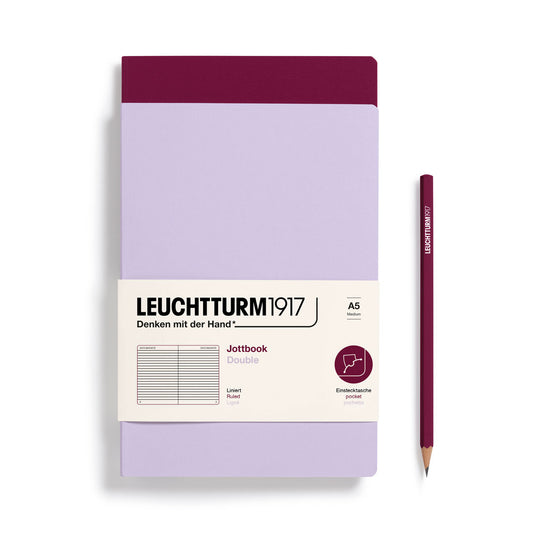 Leuchtturm1917 A5 Jottbook Double - Lilac & Port Red