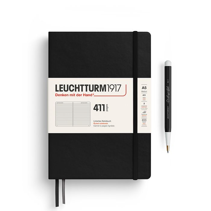 Leuchtturm1917 Notebook 411 Hardcover Medium A5 - Black
