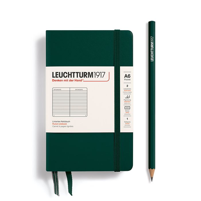 Agenda Semainier LEUCHTTURM1917 2026 - Format A5 Moyen, Vert Forêt - Avec Pages De Notes Et Fermeture élastique - 12