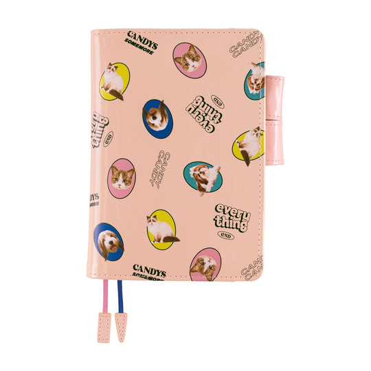 Hobonichi A6 Cover Candy Stripper:- Random Dog &amp; Cat (Pink)