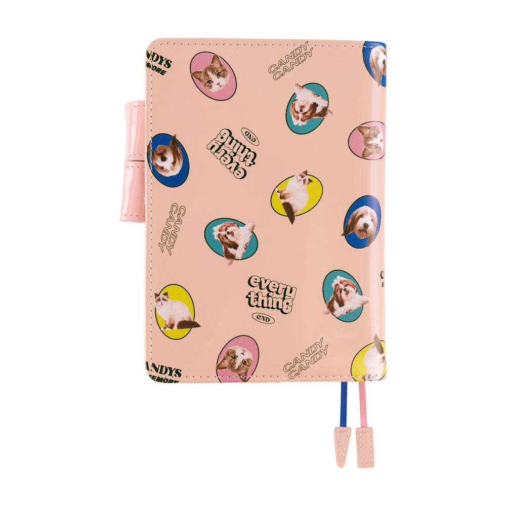 Hobonichi A6 Cover Candy Stripper:- Random Dog & Cat (Pink)